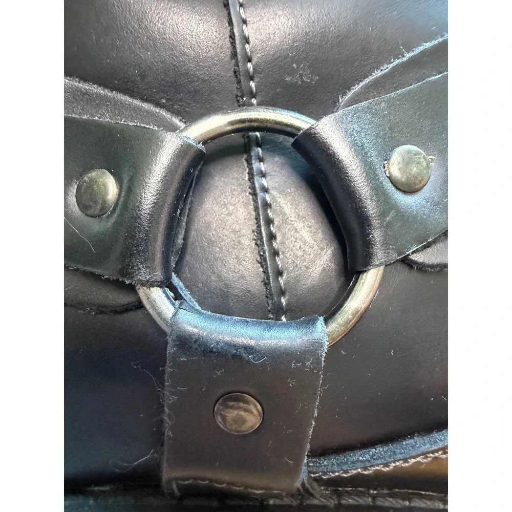 Lavorazione Artigiana Black Leather Coach Harness Motorcycle Boots Men's 8